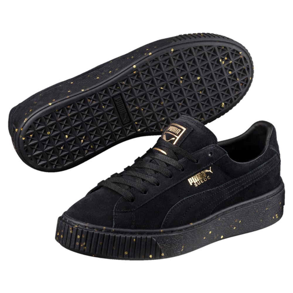 PUMA SUEDE PLATFORM CELEBRATE W SHOES BLACK/TEAM GOLD