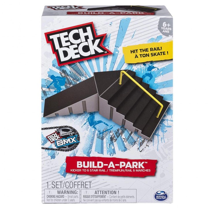 TECHDECK BUILD A PARK KICKER TO 6-STAIR RAIL BLACK