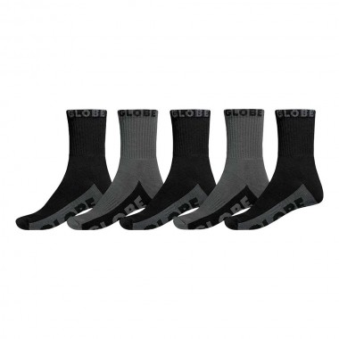 GLOBE CREW 5PACK SOCKS BLACK/GREY
