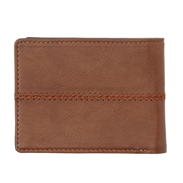 QUIKSILVER STITCHY 3 TRI-FOLD LARGE WALLET CHOCOLATE BROWN