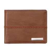 QUIKSILVER STITCHY 3 TRI-FOLD LARGE WALLET CHOCOLATE BROWN