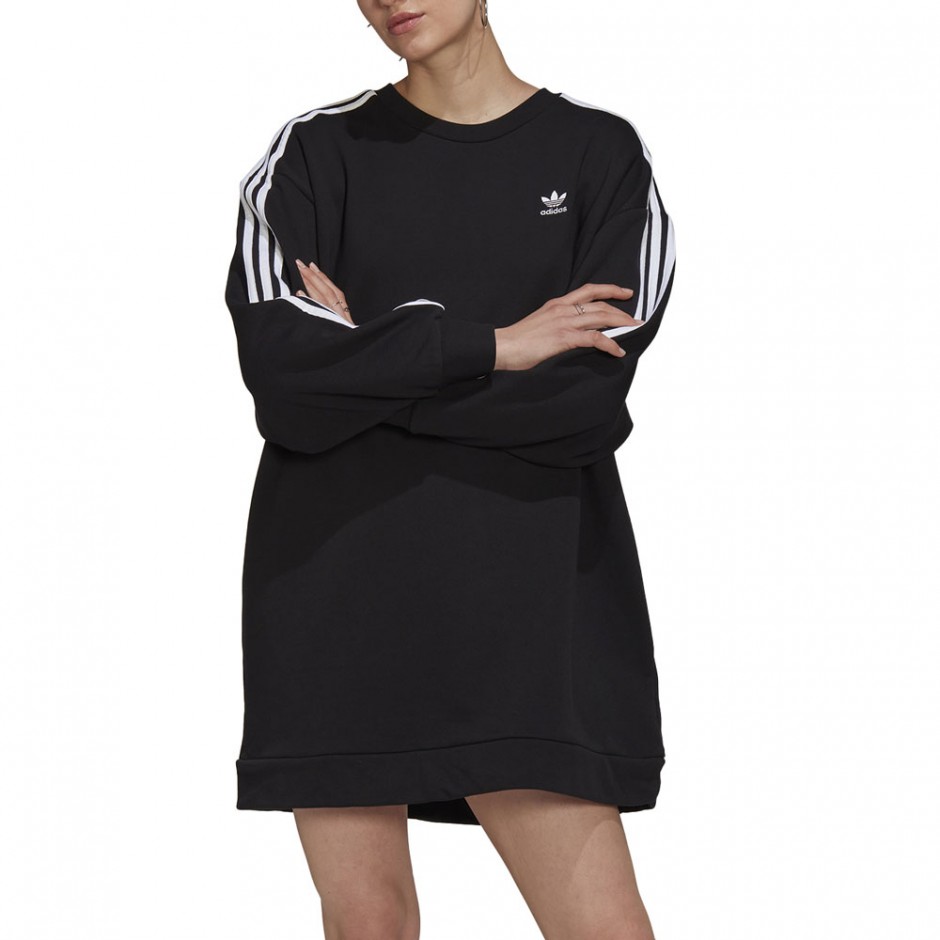 ADIDAS ADICOLOR CLASSICS LONG SLEEVE SWEATSHIRT DRESS BLACK