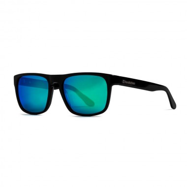 HORSEFEATHERS KEATON SUNGLASSES GLOSS BLACK/MIRROR GREEN