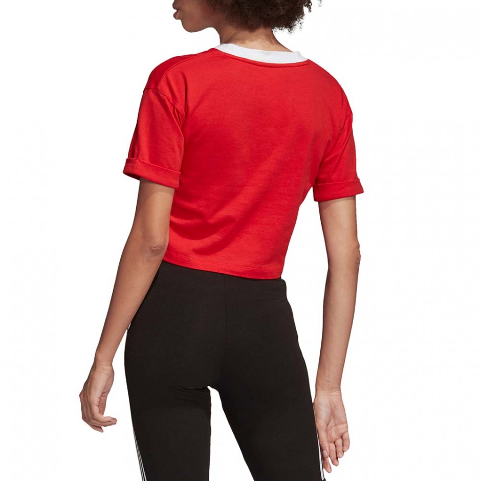 ADIDAS CROP TOP LUSH RED/WHITE