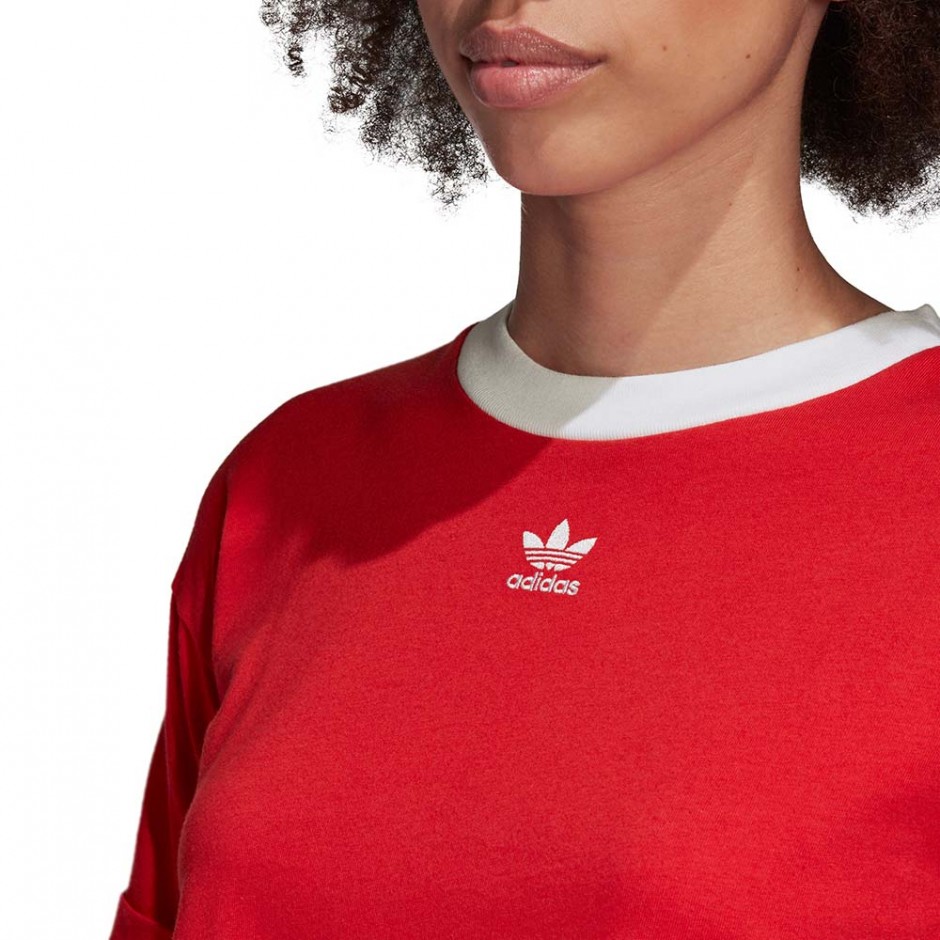 ADIDAS CROP TOP LUSH RED/WHITE