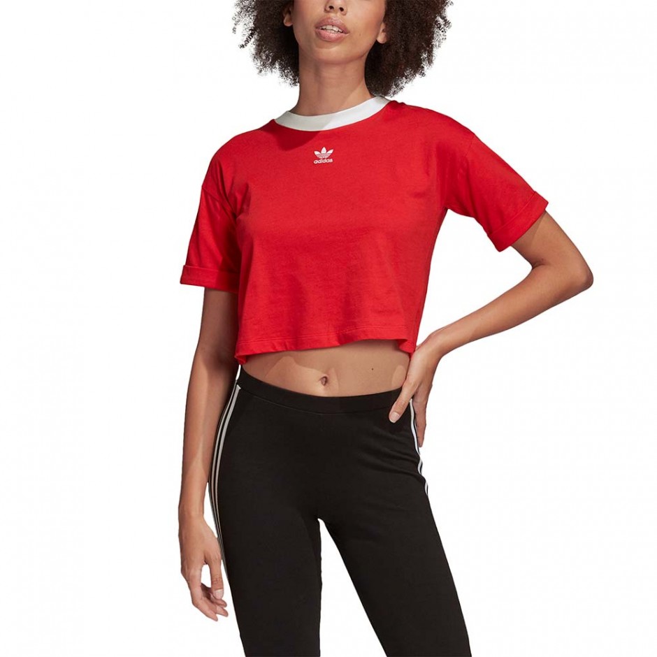 ADIDAS CROP TOP LUSH RED/WHITE