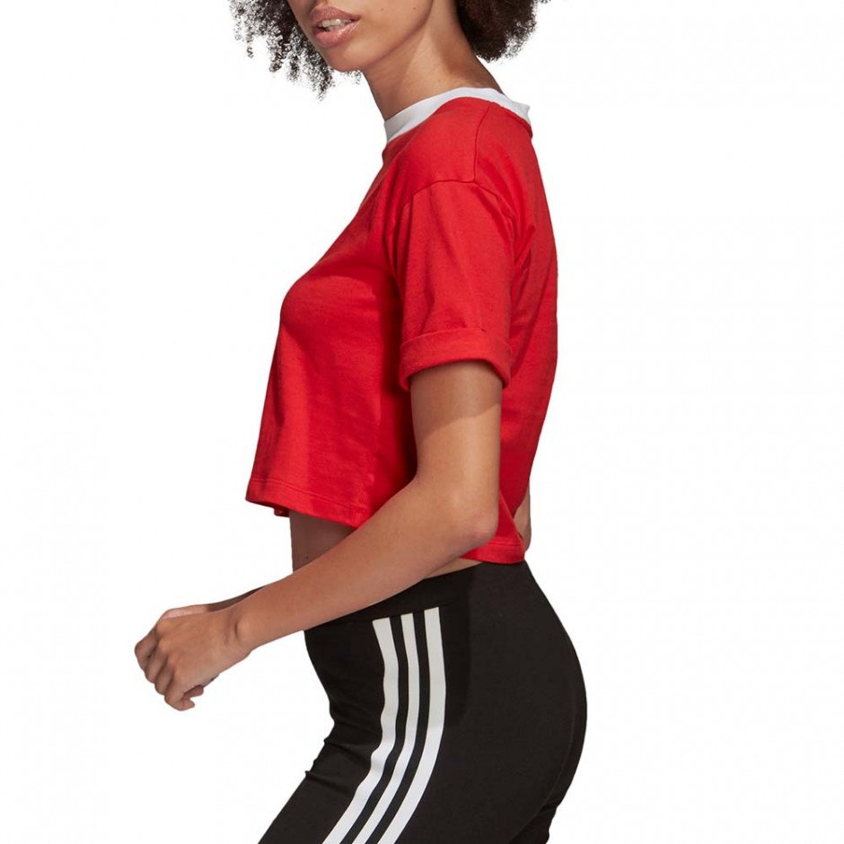 ADIDAS CROP TOP LUSH RED/WHITE