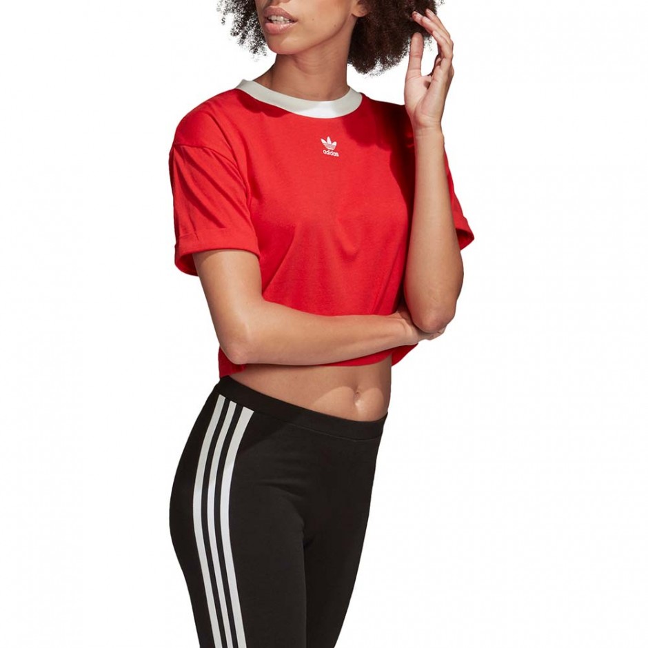 ADIDAS CROP TOP LUSH RED/WHITE