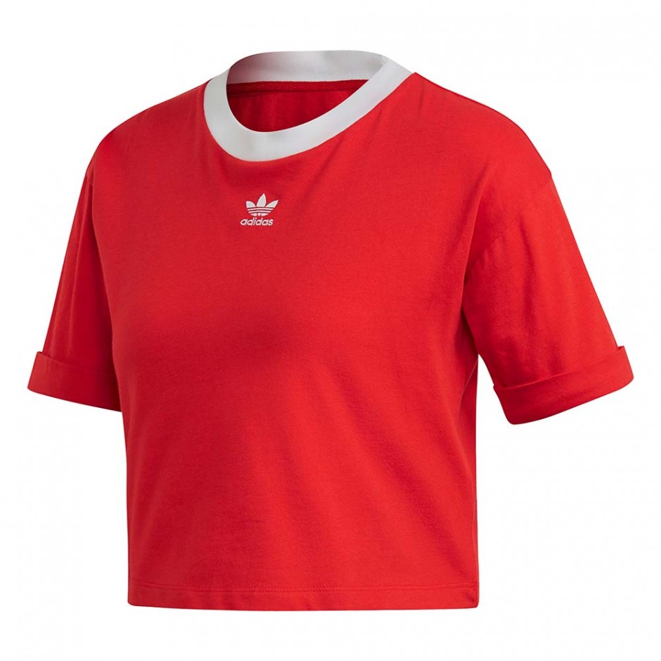 ADIDAS CROP TOP LUSH RED/WHITE