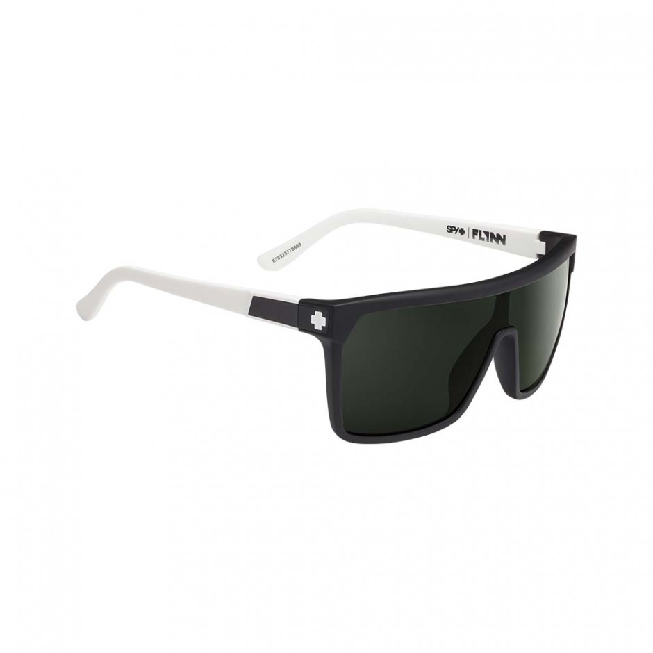 SPY FLYNN SUNGLASSES MATTE EBONY/IVORY HAPPY GRAY GREEN