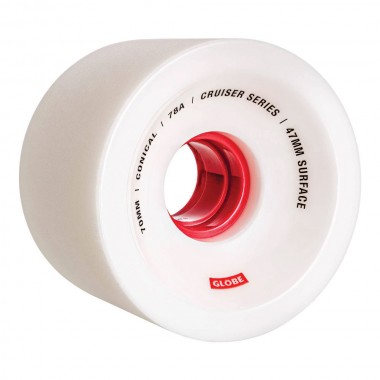 GLOBE CONICAL CRUISER WHEELS WHITE/RED 70mm