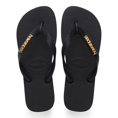 HAVAIANAS LOGO SANDALS METALLIC BLACK/BLACK