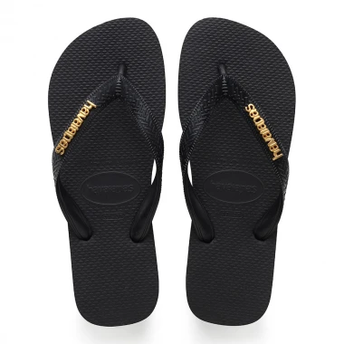 HAVAIANAS LOGO SANDALS METALLIC BLACK/BLACK