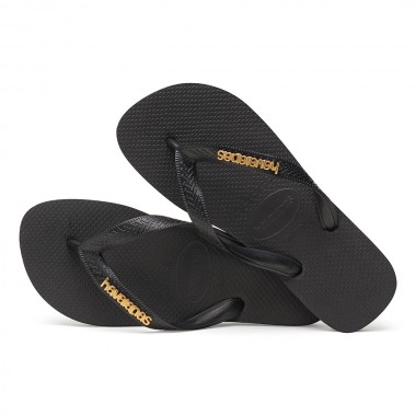 HAVAIANAS LOGO SANDALS METALLIC BLACK/BLACK