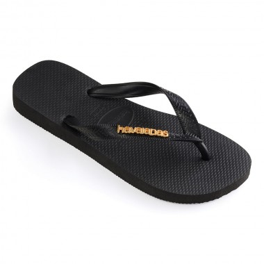 HAVAIANAS LOGO SANDALS METALLIC BLACK/BLACK