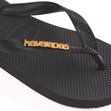 HAVAIANAS LOGO SANDALS METALLIC BLACK/BLACK