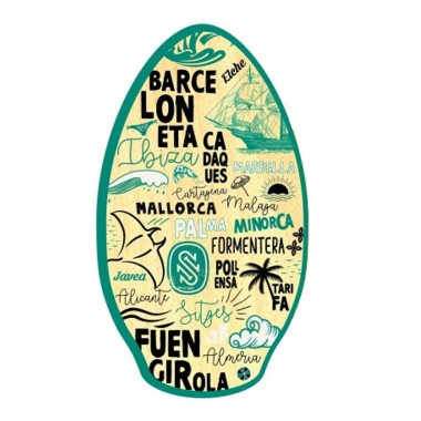 SKIM ONE MEDITERRANEE SPAIN WOODEN SKIMBOARD 41 TEAL