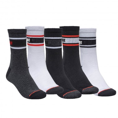 GLOBE TRIPLE STRIPE CREW SOCK 5 PACK ASSORTED