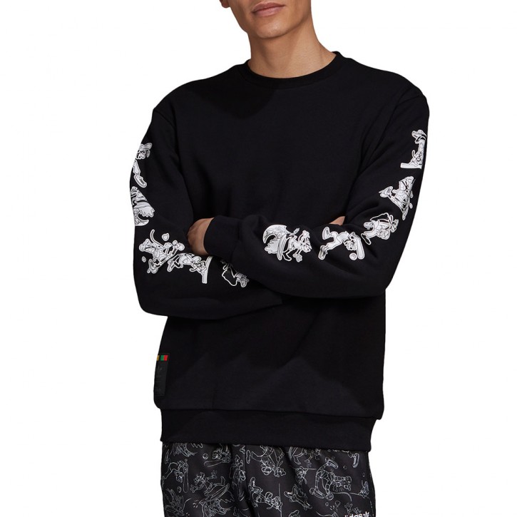 ADIDAS GOOFY SLEEVE PRINT CREW BLACK | Skateshop