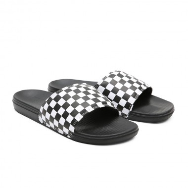 VANS LA COSTA SLIDE-ON SLIDES (CHECKERBOARD) TRUWHT/BLACK