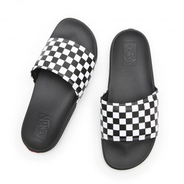 VANS LA COSTA SLIDE-ON SLIDES (CHECKERBOARD) TRUWHT/BLACK