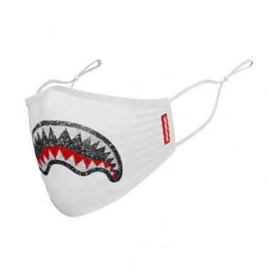 SPRAYGROUND WHITE TRINITY CRYSTAL SHARK FACE MASK