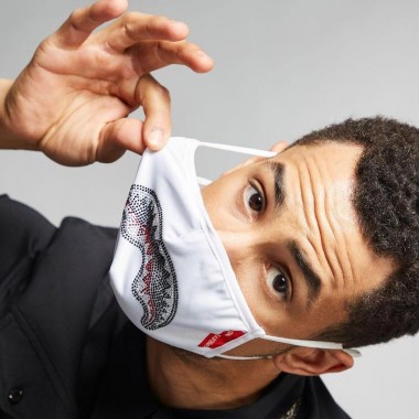 SPRAYGROUND WHITE TRINITY CRYSTAL SHARK FACE MASK