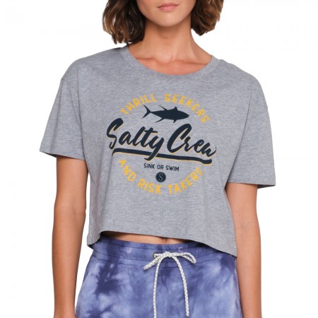 SALTY CREW SCRIPTED CROP TOP ATHLETIC HEATHER