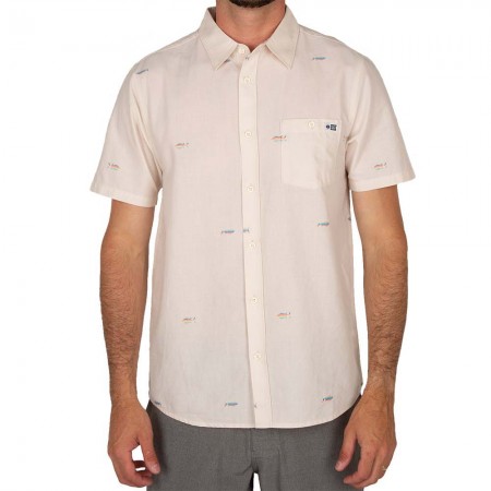 SALTY CREW TIGHT LINES S/S WOVEN SHIRT IVORY