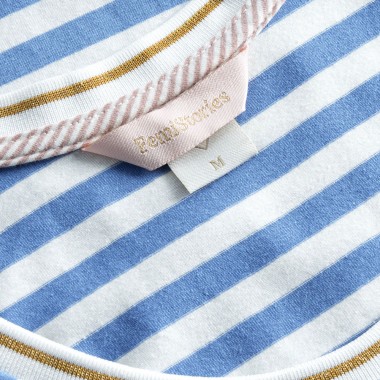FEMI STORIES HIMA DRESS BLUE ECRU STRIPES