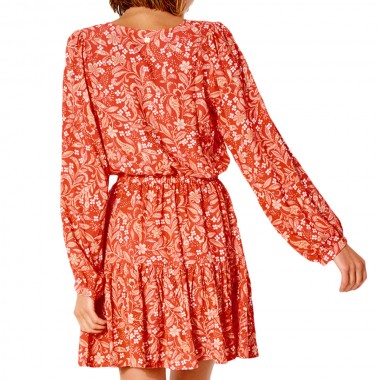 RIP CURL LUNAR TIDES LONGSLEEVE DRESS RED