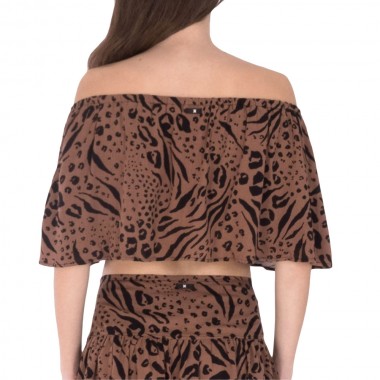 HURLEY OFF THE SHOULDER COVERUP TOP ANIMIX LATTE