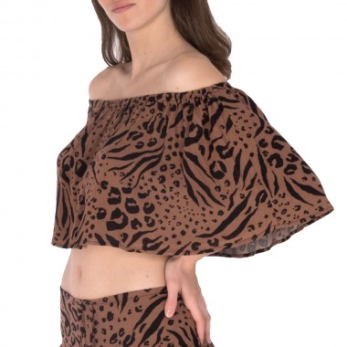 HURLEY OFF THE SHOULDER COVERUP TOP ANIMIX LATTE