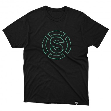 SKATESHOP SKETCHED LOGO TEE BLACK/TURQUOISE