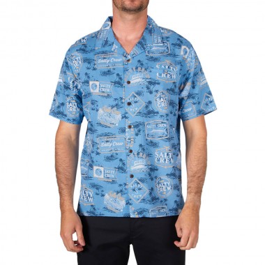SALTY CREW GREATEST HITS WOVEN S/S SHIRT MARINE BLUE