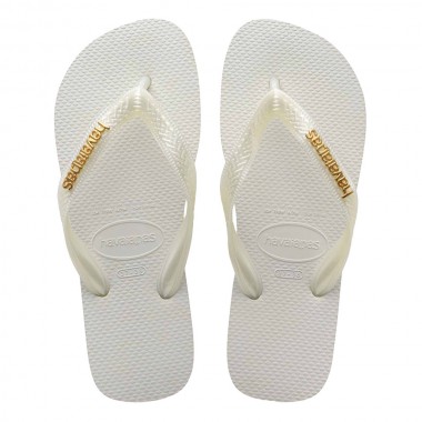 HAVAIANAS LOGO METALLIC SANDALS WHITE