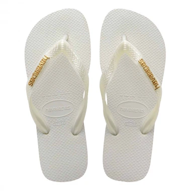 HAVAIANAS LOGO METALLIC SANDALS WHITE