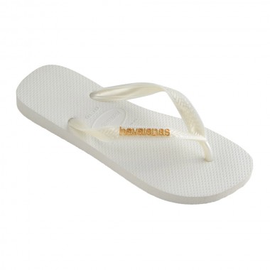 HAVAIANAS LOGO METALLIC SANDALS WHITE