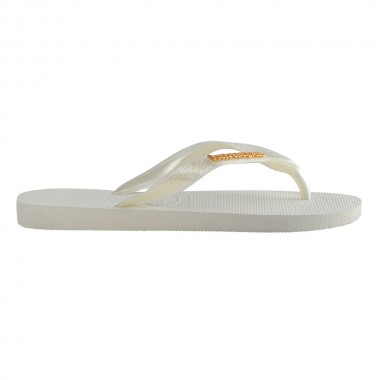 HAVAIANAS LOGO METALLIC SANDALS WHITE