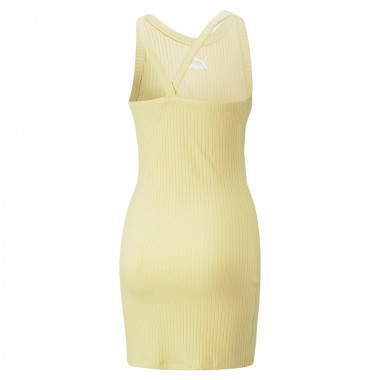 PUMA CLASSICS RIBBED SLEEVELESS DRESS LIGHT STRAW