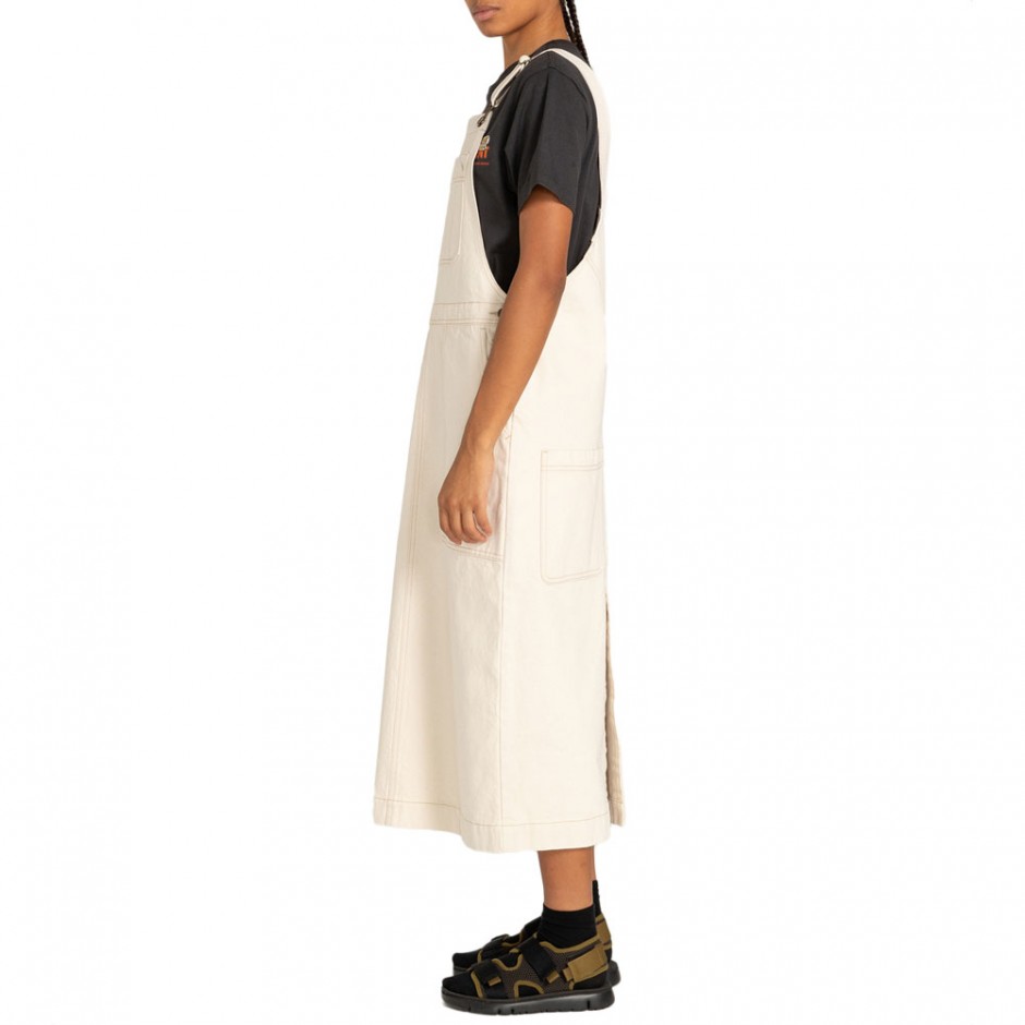ELEMENT DUNGAREE DENIM DRESS EGRET