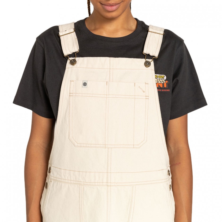 ELEMENT DUNGAREE DENIM DRESS EGRET