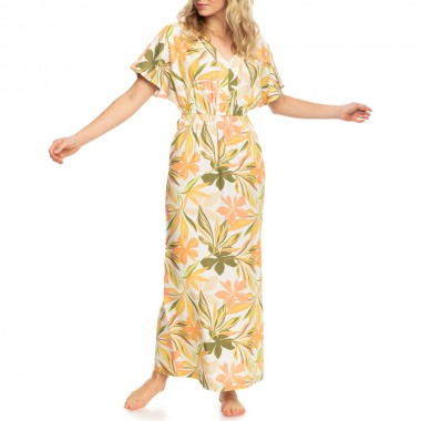 ROXY DYNAMITE GIRL AGAIN DRESS SNOW WHITE SUBTLY SALTY MULTIC