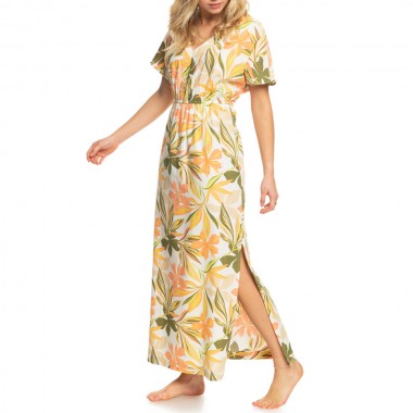 ROXY DYNAMITE GIRL AGAIN DRESS SNOW WHITE SUBTLY SALTY MULTIC