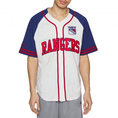 MITCHELL & NESS PRACTICE DAY BUTTON FRNT JERSEY RANGERS WHT