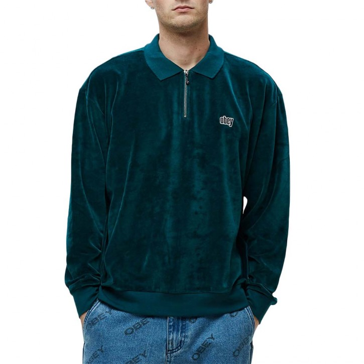 OBEY BUSTER CLASSIC POLO LS CREWNECK PINE