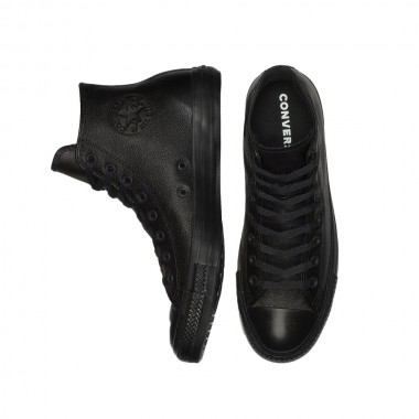 CONVERSE CHUCK TAYLOR ALL STAR LEATHER HIGH TOP SHOES BLK MONO
