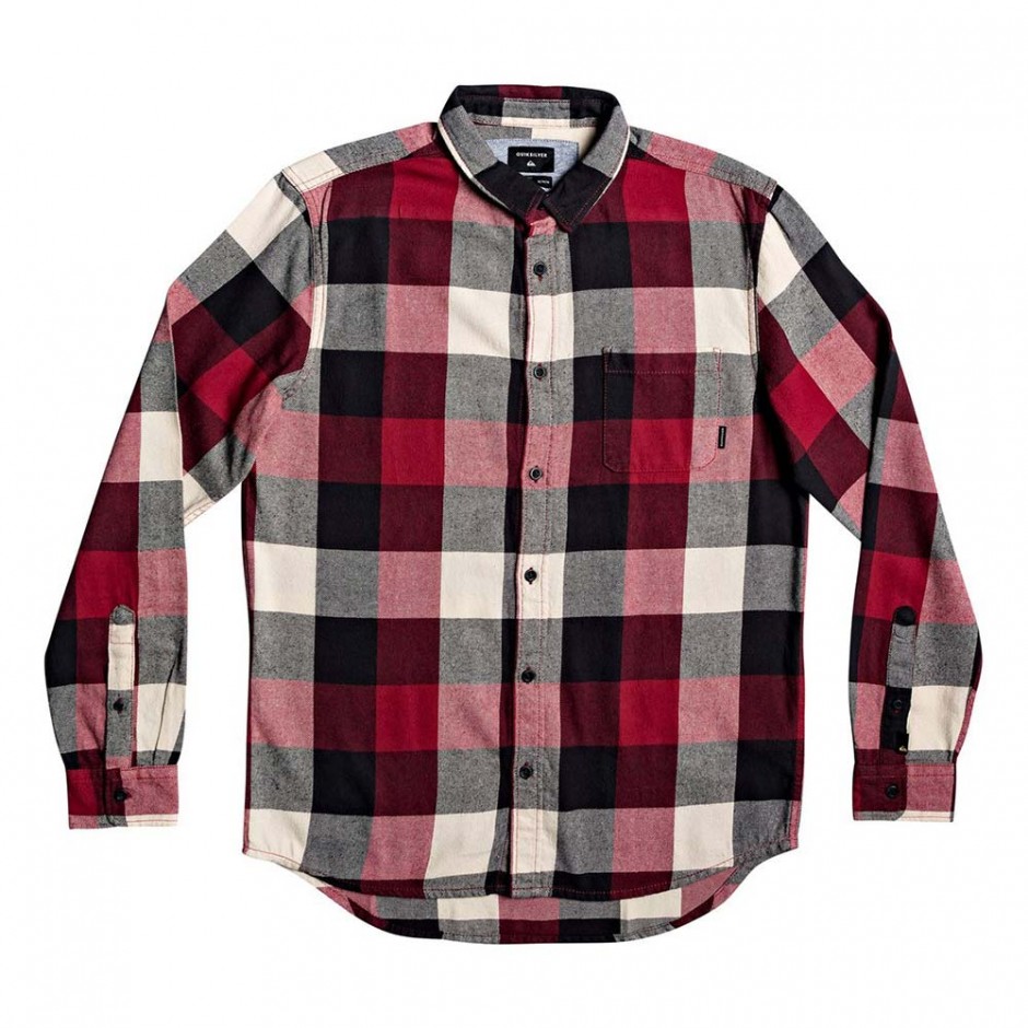 QUIKSILVER MOTHERFLY FLANNEL LS SHIRT GARNET