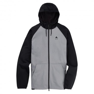 BURTON CROWN WEATHERPROOF ZIP HOODIE GRAY HEATHER/TRUE BLK