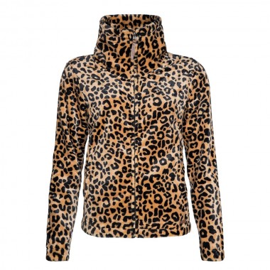 PROTEST PACO 21 LEOPARD PRINT FLEECE JACKET TORTILLA